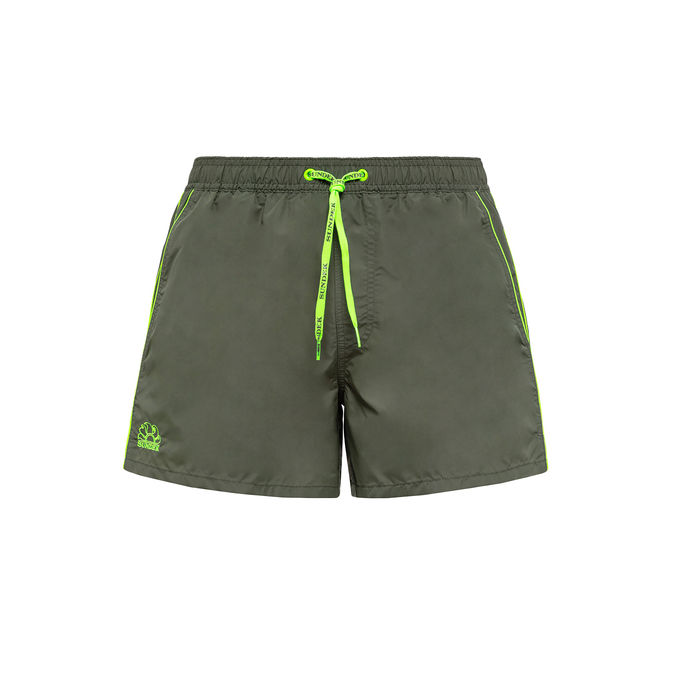 SHORT SWIMSUIT WITH ELASTICIZED WAIST Man Dark green