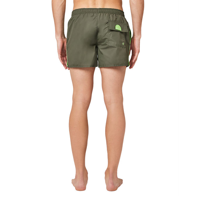 SHORT SWIMSUIT WITH ELASTICIZED WAIST Man Dark green