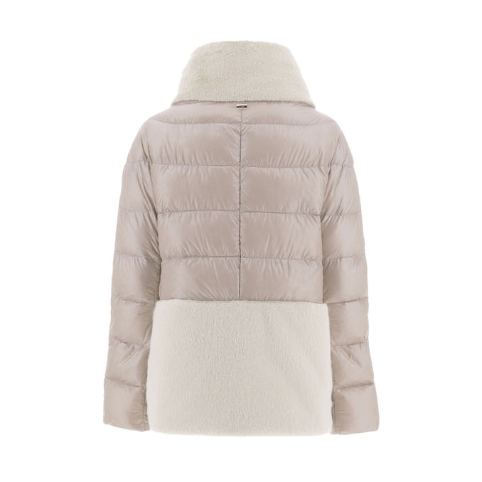 SHORT ZIP DOWN JACKET FUR COLLAR AND BOTTOM Woman Chantilly