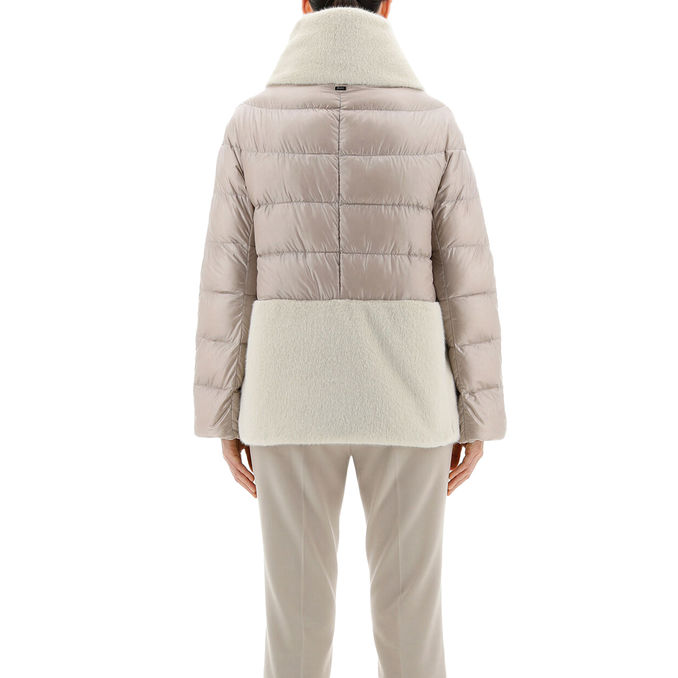 SHORT ZIP DOWN JACKET FUR COLLAR AND BOTTOM Woman Chantilly