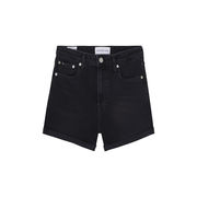 SHORTS MID RISE Woman Denim Black SHORTS MID RISE Woman Denim Black
