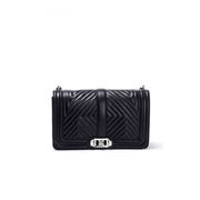 SHOULDER BAG GEO IN QUILTED LEATHER Woman Black Silver SHOULDER BAG GEO IN QUILTED LEATHER Woman Black Silver