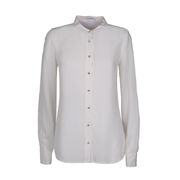 SILK LONG SLEEVE SHIRT WITH JEWEL BUTTONS Woman White SILK LONG SLEEVE SHIRT WITH JEWEL BUTTONS Woman White
