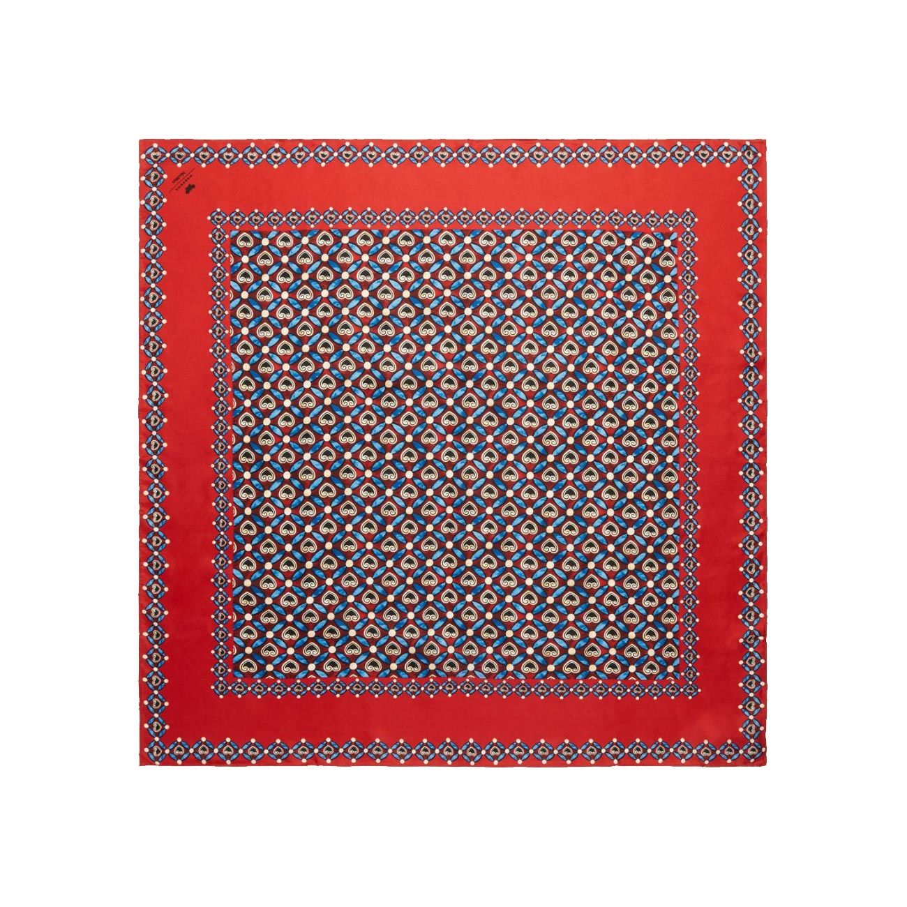 HERMES Scarf Silk RED Full Pattern Women's