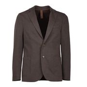 SINGLE BREASTED JACKET WITH BLUE PATCHES Man Brown SINGLE BREASTED JACKET WITH BLUE PATCHES Man Brown