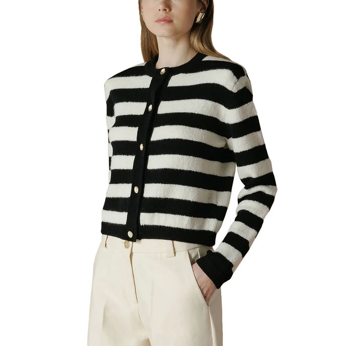 SIRA CARDIGAN WITH GOLD BUTTONS AND STRIPES