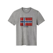 SIROL T-SHIRT WITH FLAG STAMP Man Medium Grey Melange SIROL T-SHIRT WITH FLAG STAMP Man Medium Grey Melange