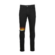 SKINNY JEANS WITH RED YELLOW FLAMES RIP Man Vintage black SKINNY JEANS WITH RED YELLOW FLAMES RIP Man Vintage black