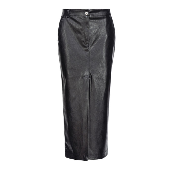 SKIRT LEATHERETTE LONG Woman Black Limousine