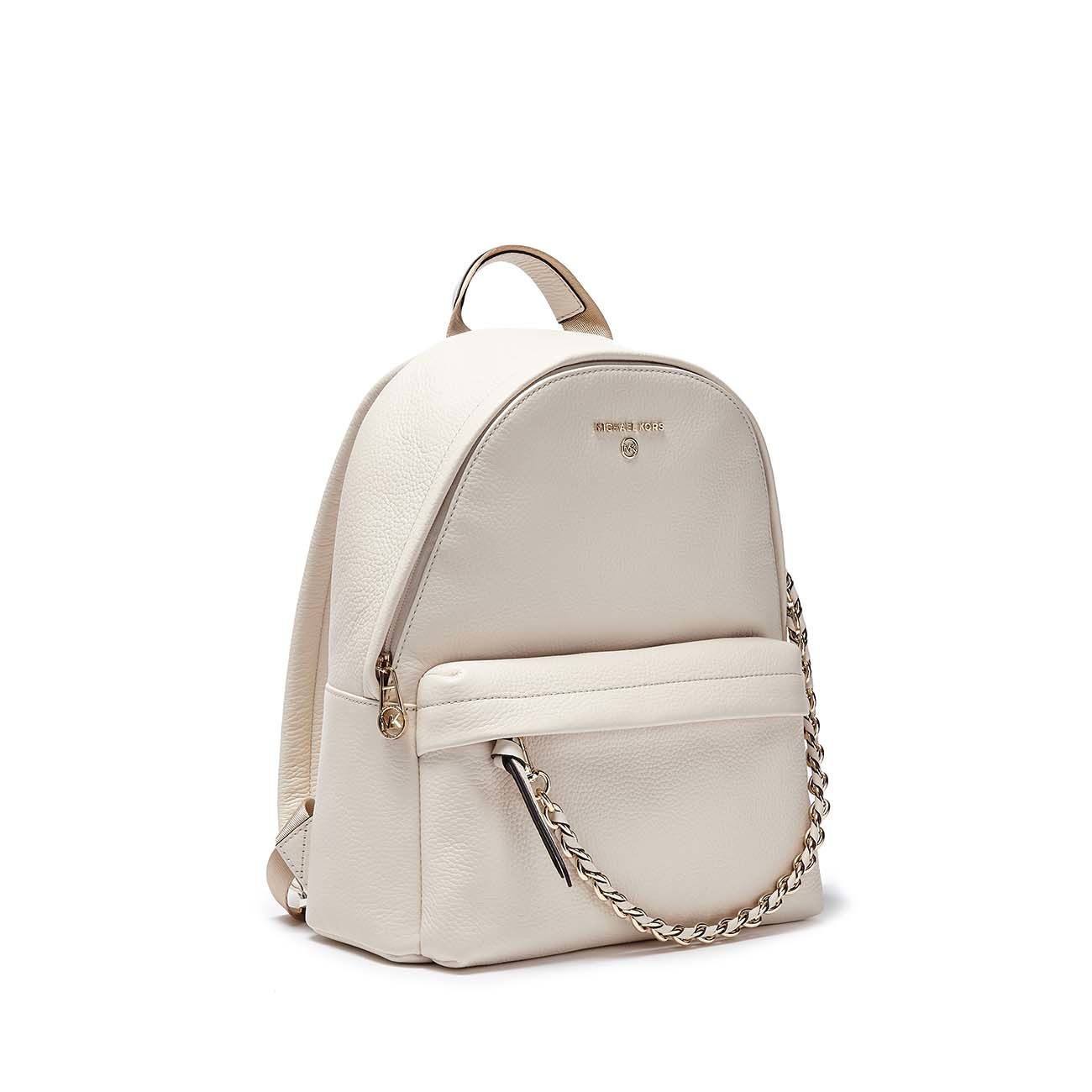 MICHAEL KORS SLATER BACKPACK IN HAMMERED LEATHER WITH GOLD CHAIN Woman  Cream | Mascheroni Store
