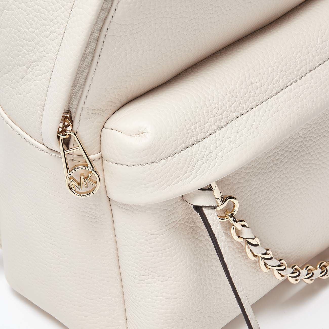 MICHAEL KORS Beige and white MK shoulder bag handbag Gold Chain Straps
