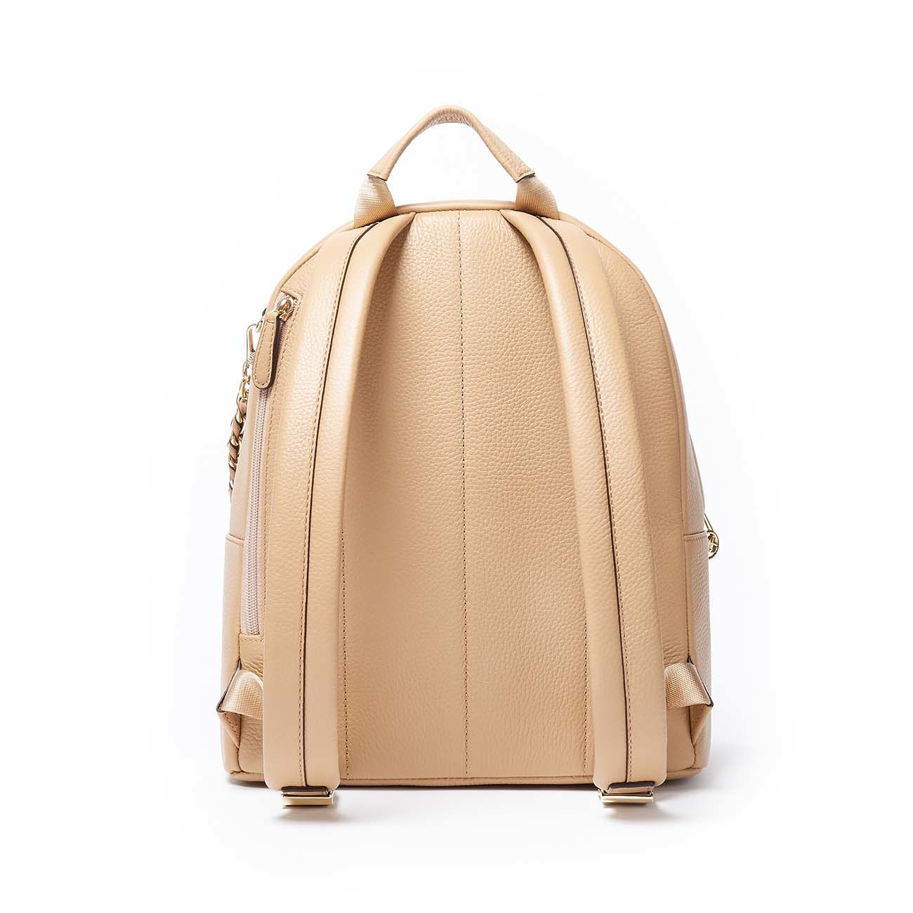 MICHAEL KORS SLATER PEBBLED LEATHER BACKPACK WITH GOLD CHAIN Woman Camel |  Mascheroni Store