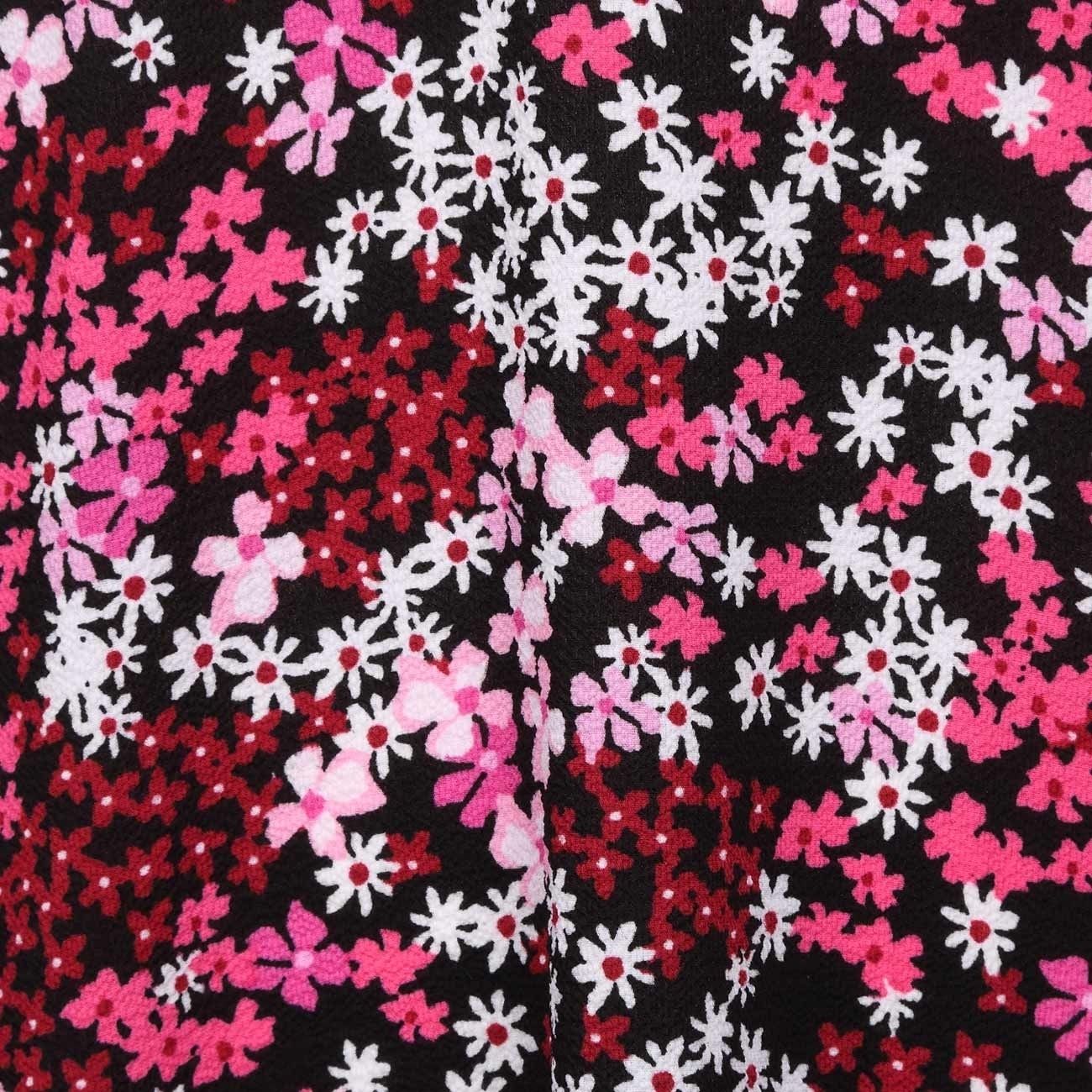 MICHAEL KORS SLEEVELESS DRESS WITH FLOWER FANTASY Woman Black Electric pink  | Mascheroni Moda