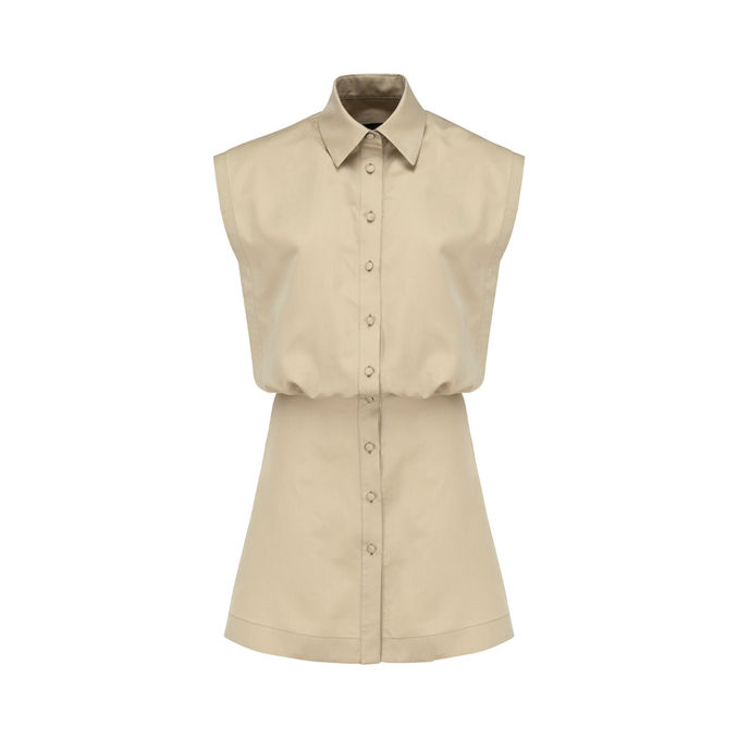 SLEEVELESS SHIRT DRESS Woman Sabbia