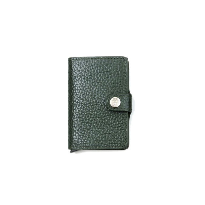 SLIDE CARD HOLDER WITH BUTTON Unisex Dark Green
