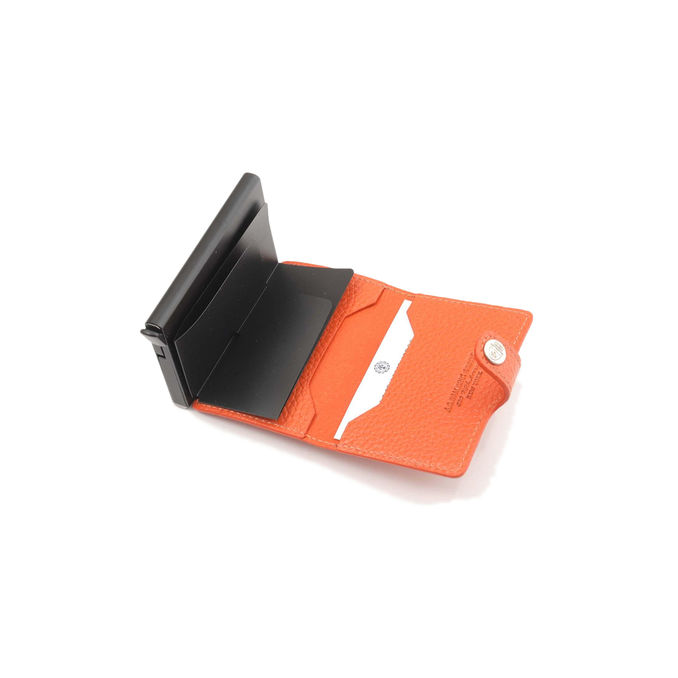 SLIDE CARD HOLDER WITH BUTTON Unisex Orange