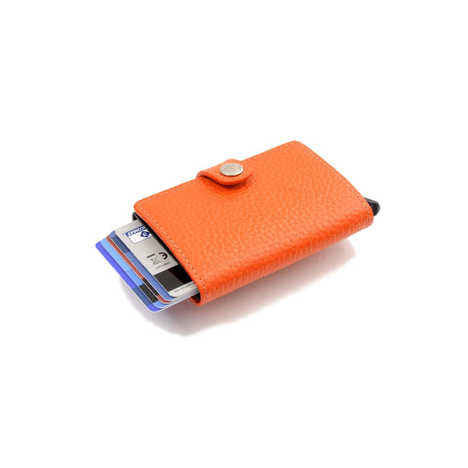 SLIDE CARD HOLDER WITH BUTTON Unisex Orange