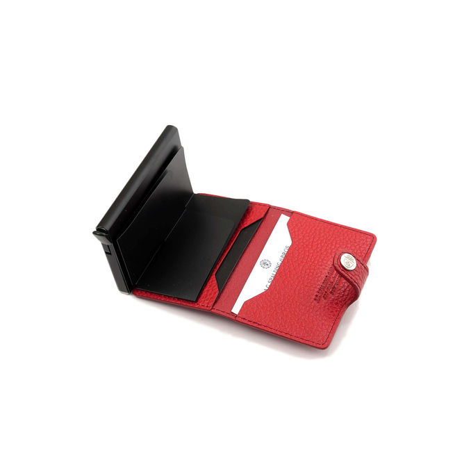 SLIDE CARD HOLDER WITH BUTTON Unisex Red