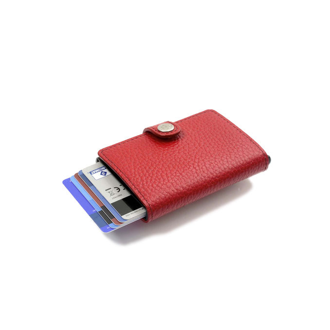 SLIDE CARD HOLDER WITH BUTTON Unisex Red