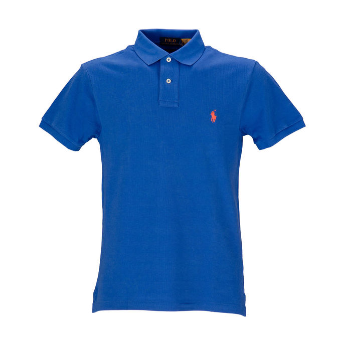 SLIM PIQUET COTTON POLO SHIRT Man Royal Orange