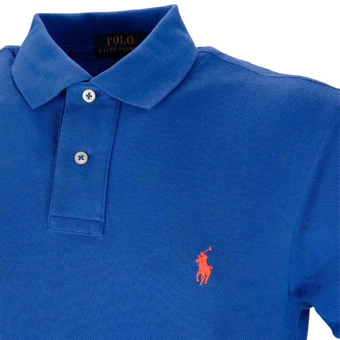 SLIM PIQUET COTTON POLO SHIRT Man Royal Orange