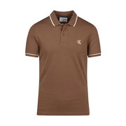 SLIM POLO SHIRT PIQUET WITH TRIM Man Shitake SLIM POLO SHIRT PIQUET WITH TRIM Man Shitake