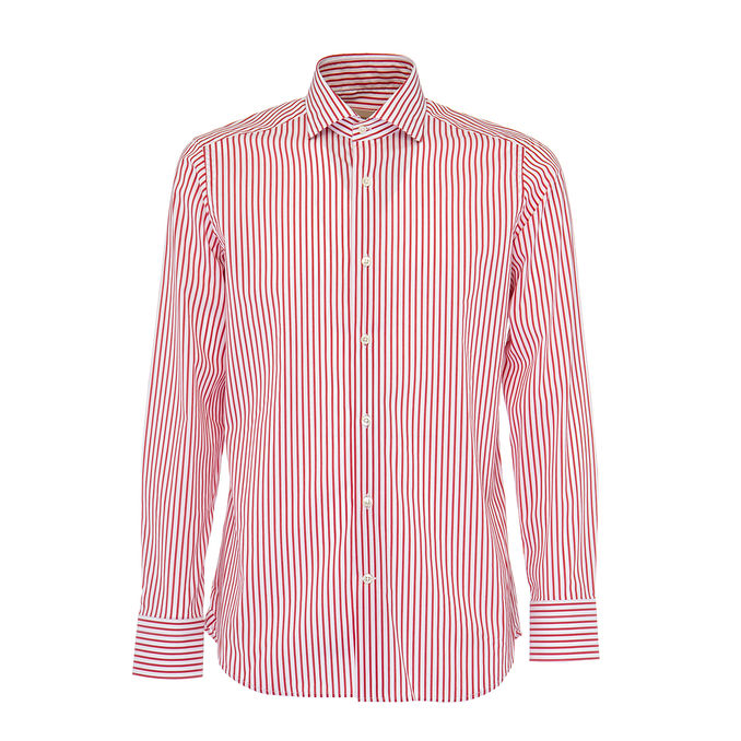 SLIM WIDE STRIPE SHIRT Man White Red