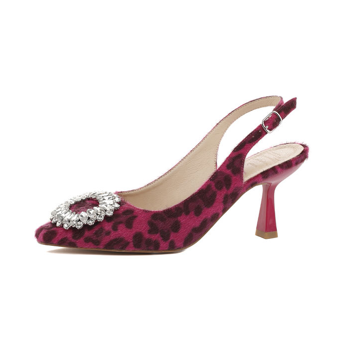 SLINGBACK SHOES WITH JEWELRY BUCKLE Woman Fuxia