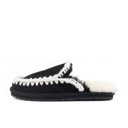SLIPPER SUEDE FULL ESKIMO STITCH Woman Black White SLIPPER SUEDE FULL ESKIMO STITCH Woman Black White