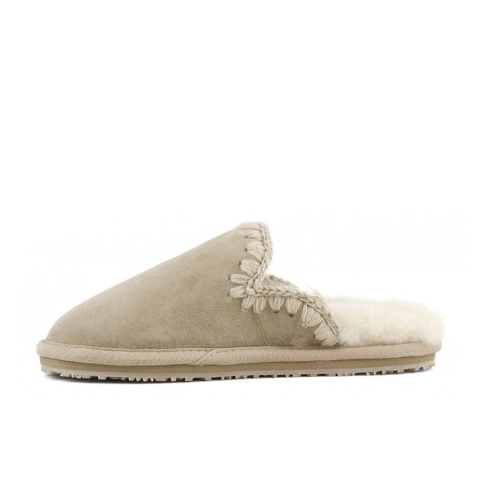 SLIPPERS SUEDE ESKIMO STITCH Woman Camel
