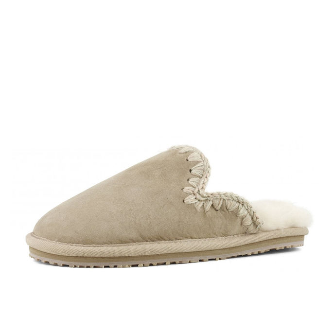 SLIPPERS SUEDE ESKIMO STITCH Woman Camel