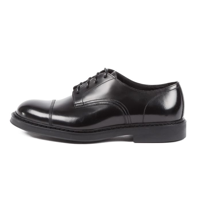 SMOOTH LEATHER LACED SHOES WITH THE TOE Man Black