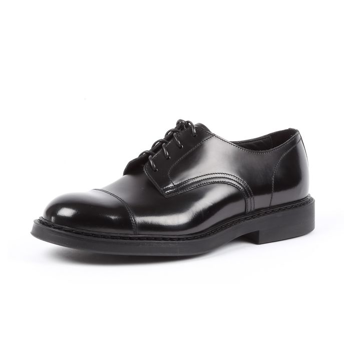 SMOOTH LEATHER LACED SHOES WITH THE TOE Man Black