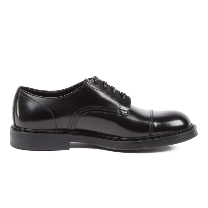 SMOOTH LEATHER LACED SHOES WITH THE TOE Man Black