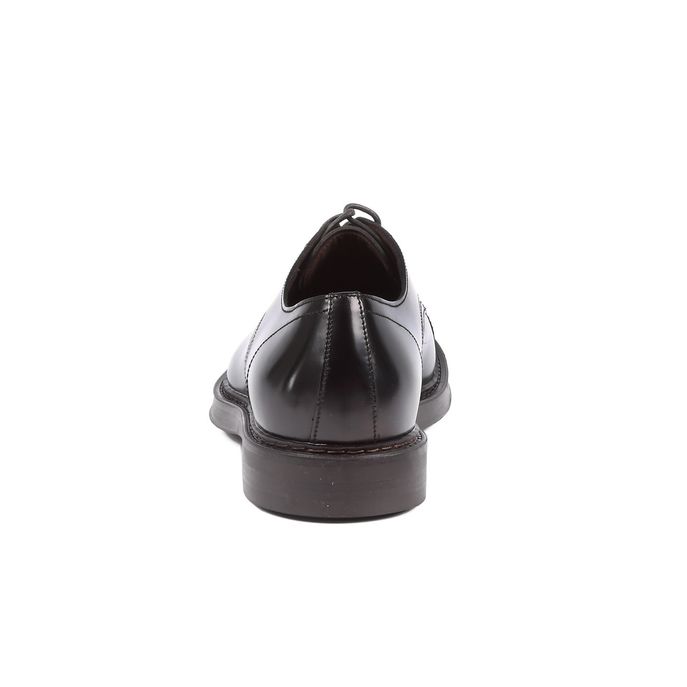 SMOOTH LEATHER LACED SHOES WITH THE TOE Man Ebony