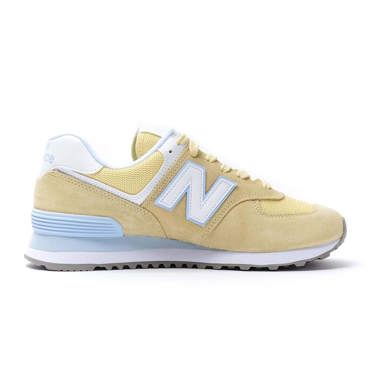 new balance 574 yellow suede/mesh trainers