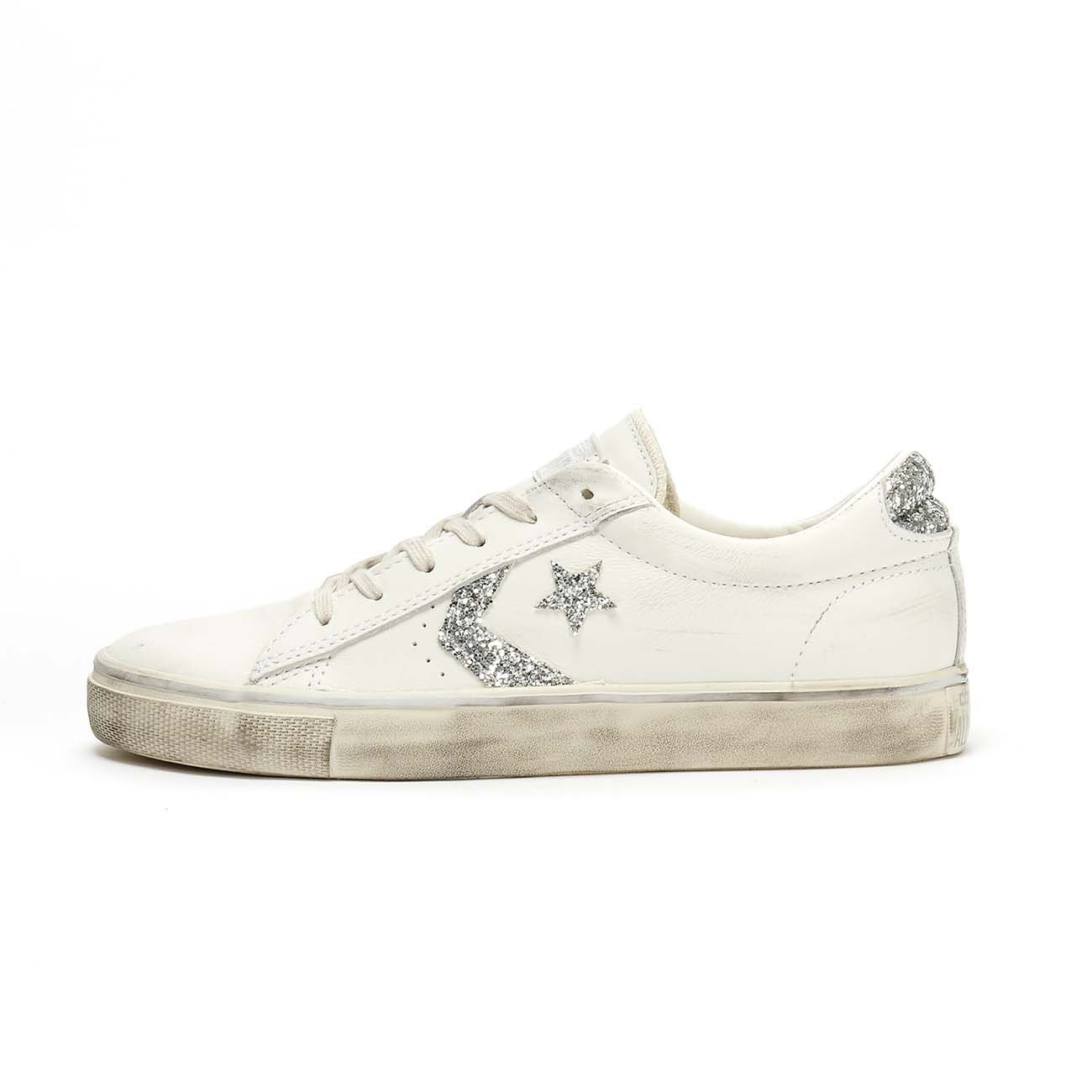 CONVERSE SNEAKERS PRO LEATHER VULC DISTRESSED OX Women White ... صور تاهو