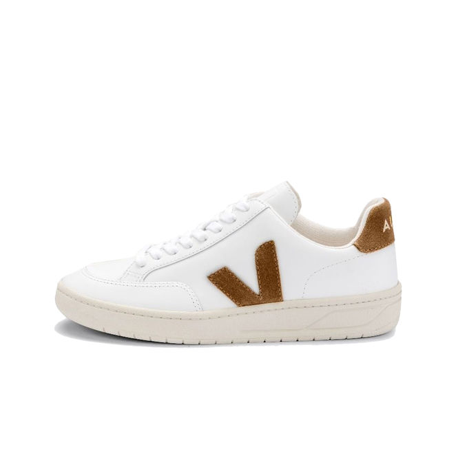 SNEAKERS V-10 LEATHER Man Extra White Camel