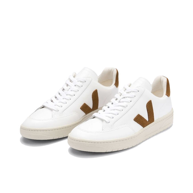 SNEAKERS V-10 LEATHER Man Extra White Camel