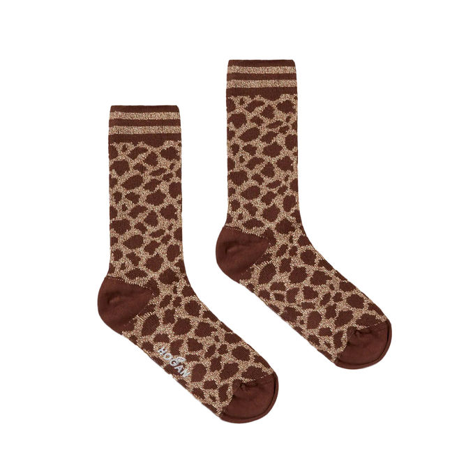 HOGAN SOCKS DEMI MOTIVO ANIMALIER Woman Dark Beige | Mascheroni Store