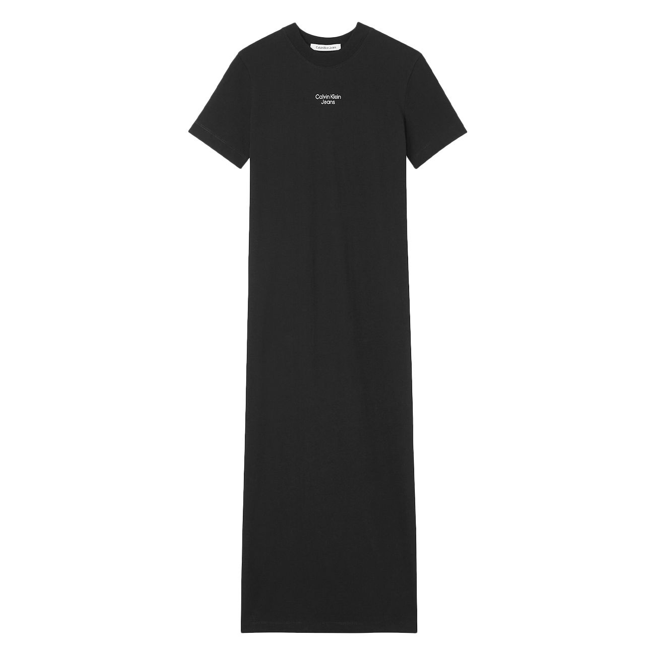 KLEIN Woman CALVIN T-SHIRT DRESS Store STACKED | Mascheroni JEANS LOGO Black