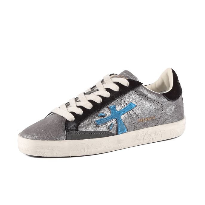 PREMIATA STEVEN LAME' SNEAKERS Woman Grey Light blue
