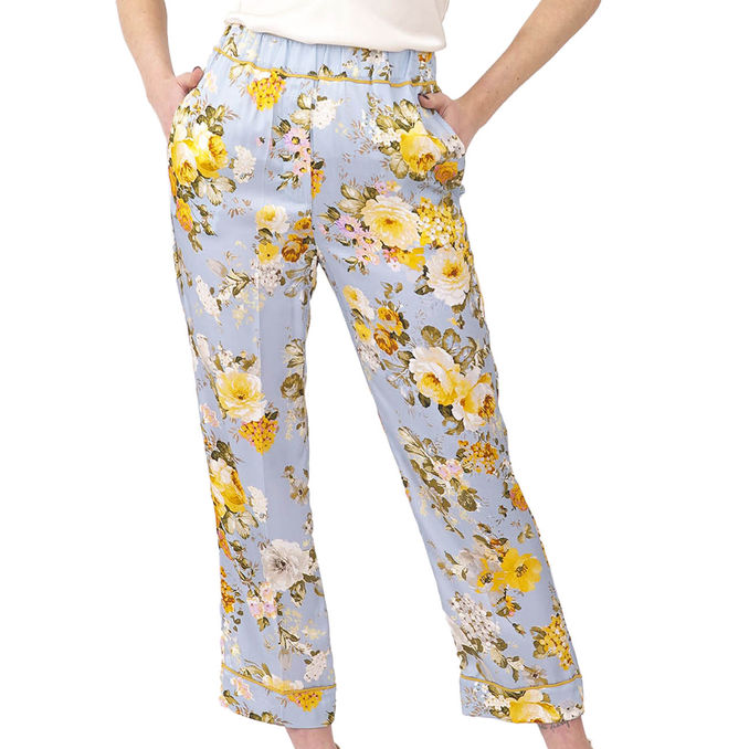STRAIGHT TROUSERS FLOWER PATTERN Woman Polynesia