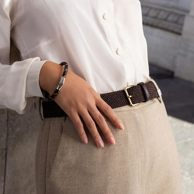 STRETCH LUREX BELT Woman Brown