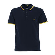 STRETCH PIQUET POLO SHIRT WITH PROFILES Man Navy Yellow STRETCH PIQUET POLO SHIRT WITH PROFILES Man Navy Yellow