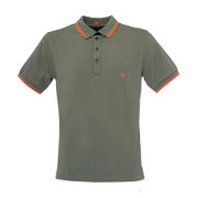 STRETCH PIQUET POLO SHIRT WITH TRIMS Man Green Orange STRETCH PIQUET POLO SHIRT WITH TRIMS Man Green Orange