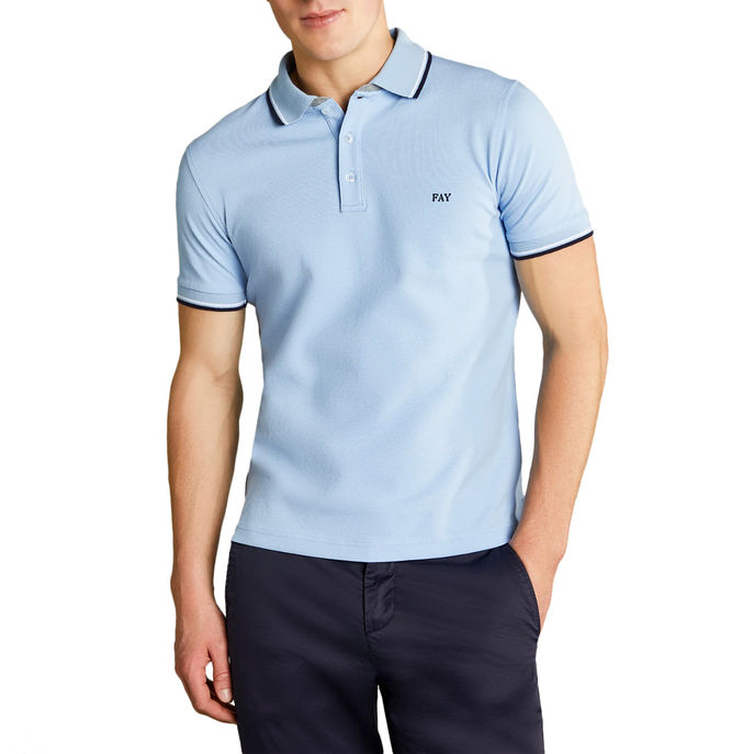STRETCH POLO DB COLLAR Man Blue