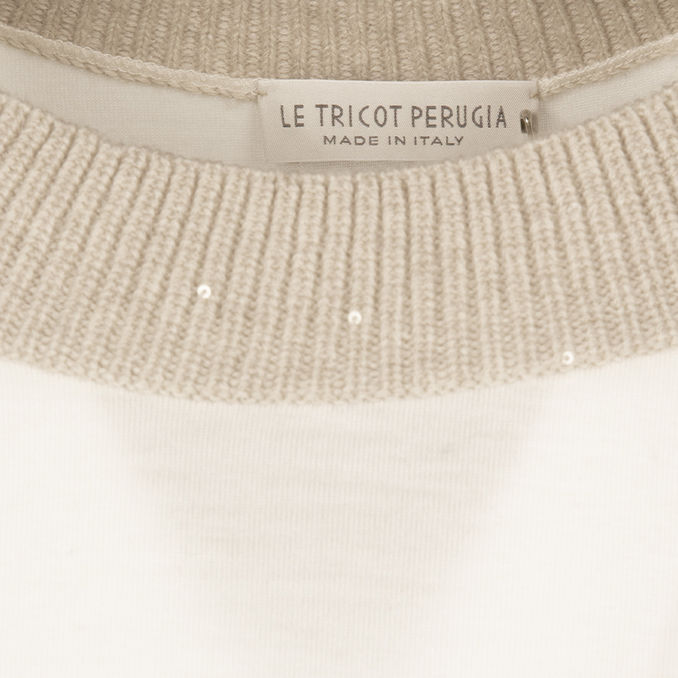 STRETCH WOOL BLOUSE Woman White & Beige