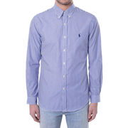 STRIPED BUTTON DOWN SLIM SHIRT Man Royal White STRIPED BUTTON DOWN SLIM SHIRT Man Royal White