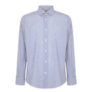 STRIPED SHIRT WITH ITALIAN COLLAR Man Blue STRIPED SHIRT WITH ITALIAN COLLAR Man Blue